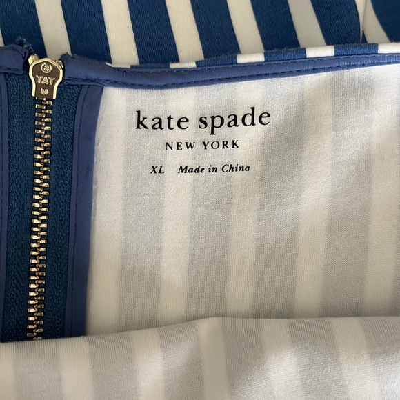 Kate Spade ♠️ Basket Stripe blue white Ponte Fiorella Dress Sz large XL - Picture 8 of 9